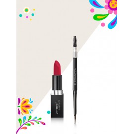 Labial Semimate con Vitamina E Rojo Bugambilia + Lápiz Delineador para Cejas