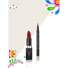 Labial Semimate con Vitamina E Rojo Tulipán + Delineador en Plumón e iluminador para Cejas